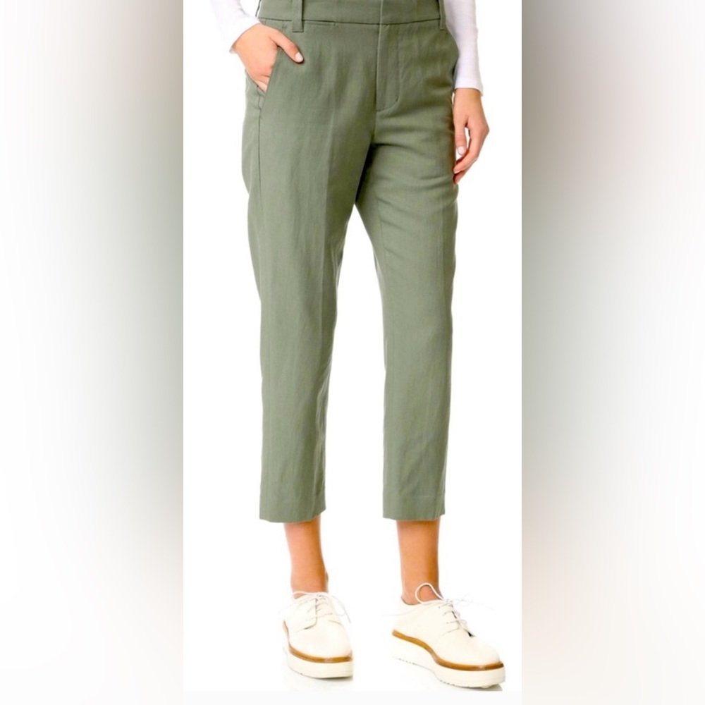 VINCE Women’s Cropped Straight Leg Trouser Pants Sage Green Size 10 L39 W28